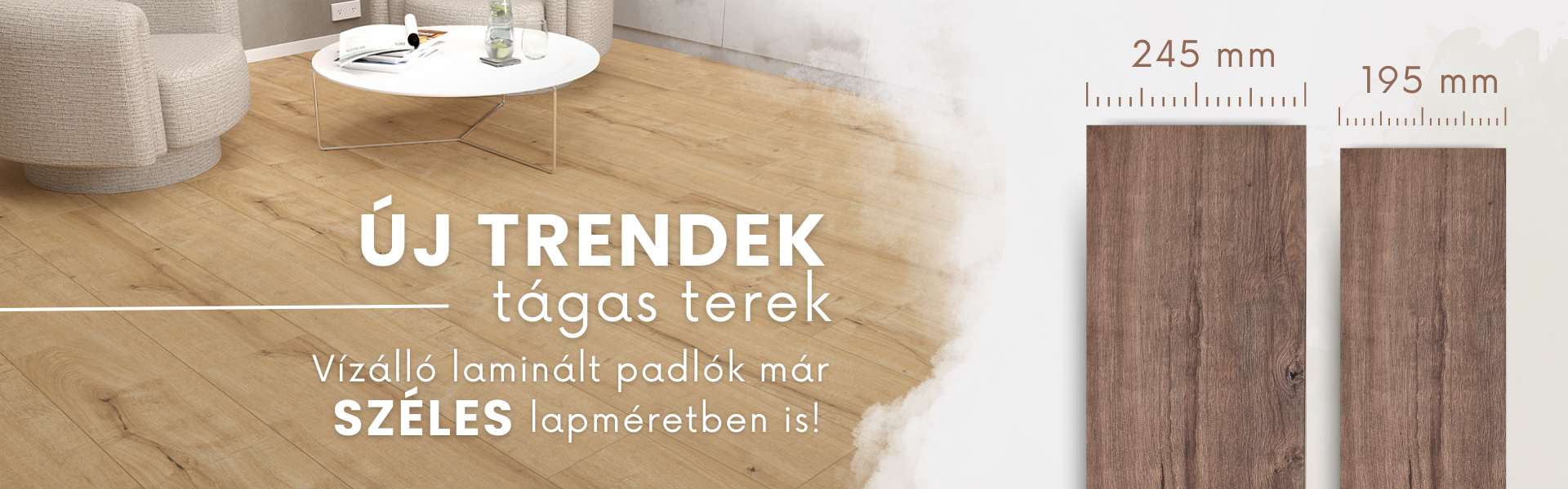 Vízálló laminált padlók már széles lapméretben is