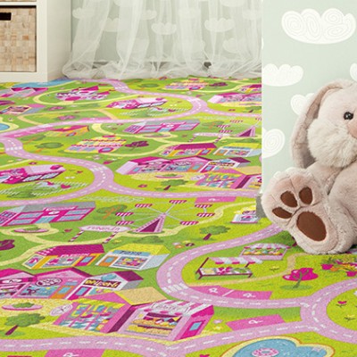 Padlószőnyeg Sweet Town zöld/rózsaszín 26 4 m