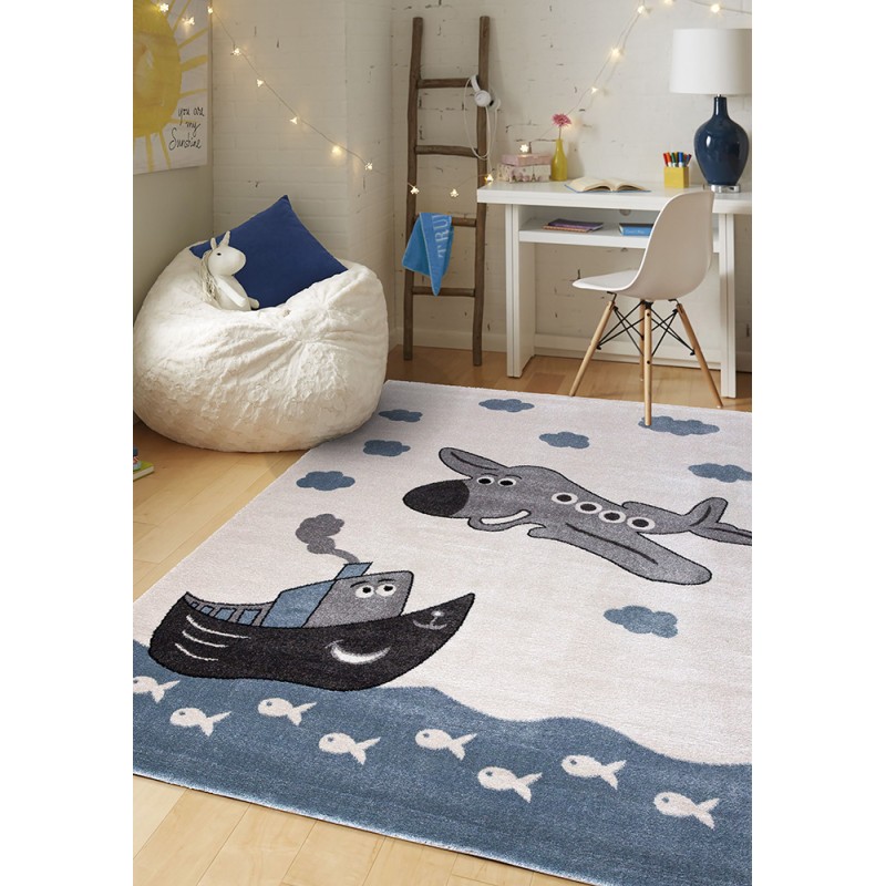Szőnyeg Candy kék/hajó/repcsi 151 kék/hajó 120x170 cm