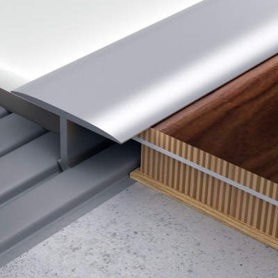 Öntapadós burkolatváltó T-profil 20 mm eloxált matt ezüst 2,5 m