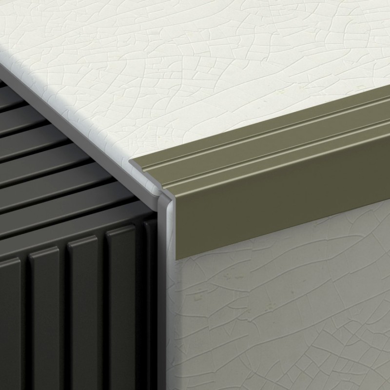 Öntapadós lépcsőélvédő 24,5x20 mm eloxált matt pezsgő