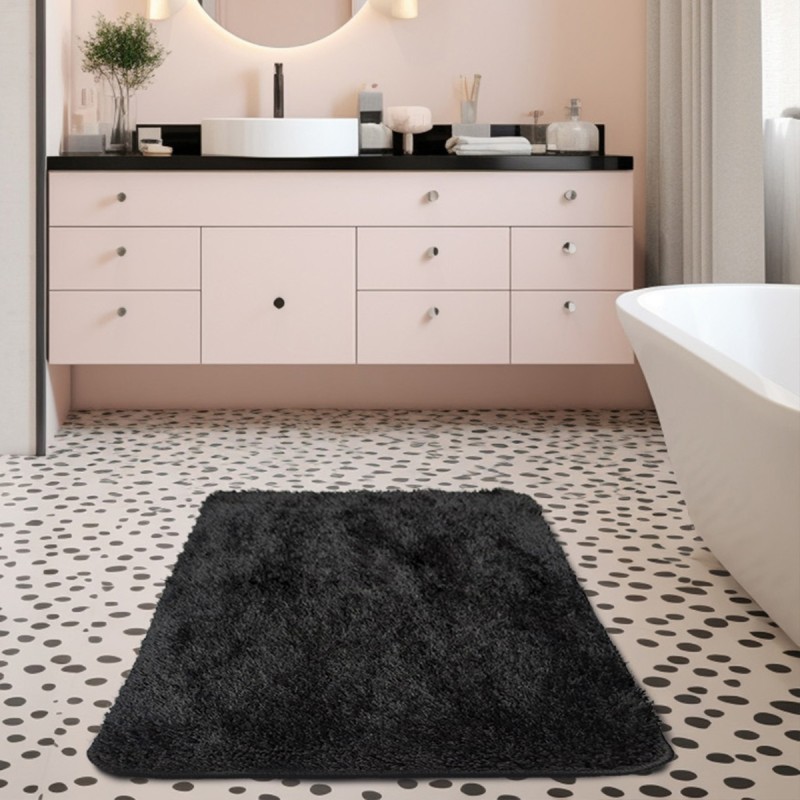 Fürdőszobaszőnyeg Pirlanta/Plain fekete 2 részes 50x80 cm