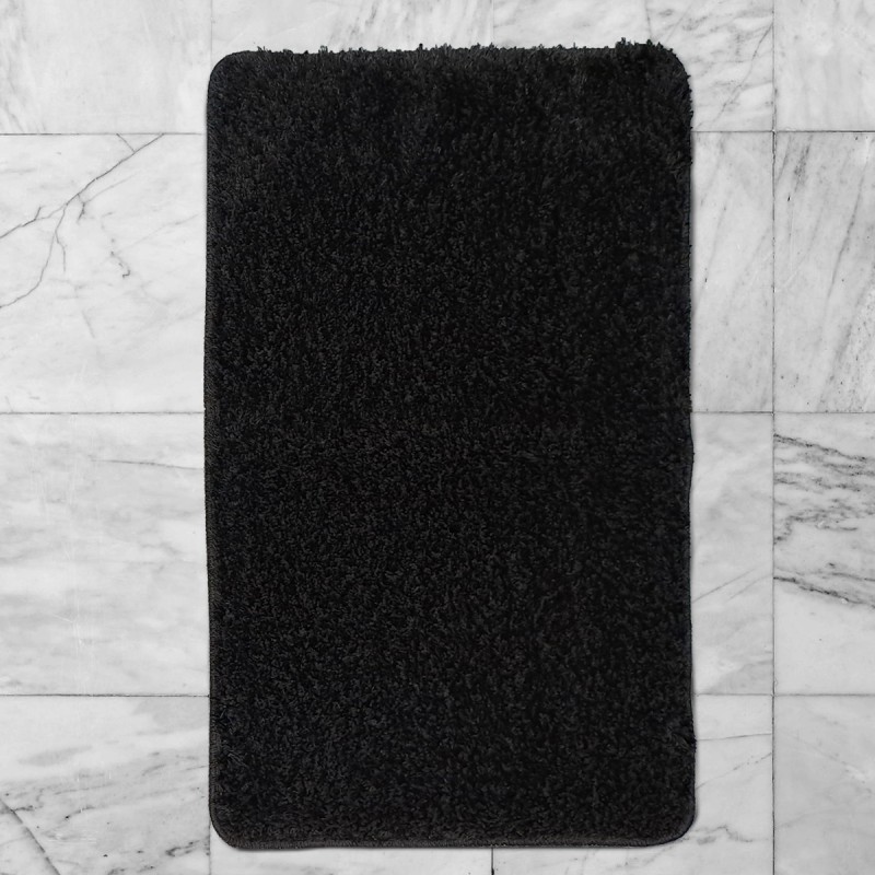 Fürdőszobaszőnyeg Pirlanta/Plain fekete 1 részes 50x80 cm