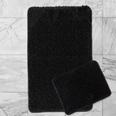 Fürdőszobaszőnyeg Pirlanta/Plain fekete 2 részes 50x80 cm