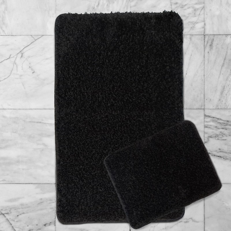 Fürdőszobaszőnyeg Pirlanta/Plain fekete 2 részes 50x80 cm