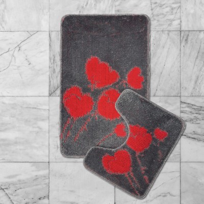 Fürdőszobaszőnyeg Meri szürke/piros 2 részes 50x80 cm