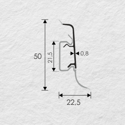 Szegélyléc 10556 műanyag 5 cm kábelcsatornás 4544 Kaukázusi tölgy
