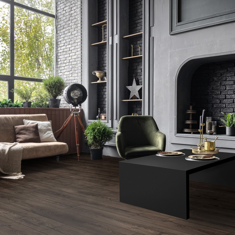 Prémium vízálló laminált padló 8 mm/33/V4 Organic Classic Espresso Carpenter tölgy K479